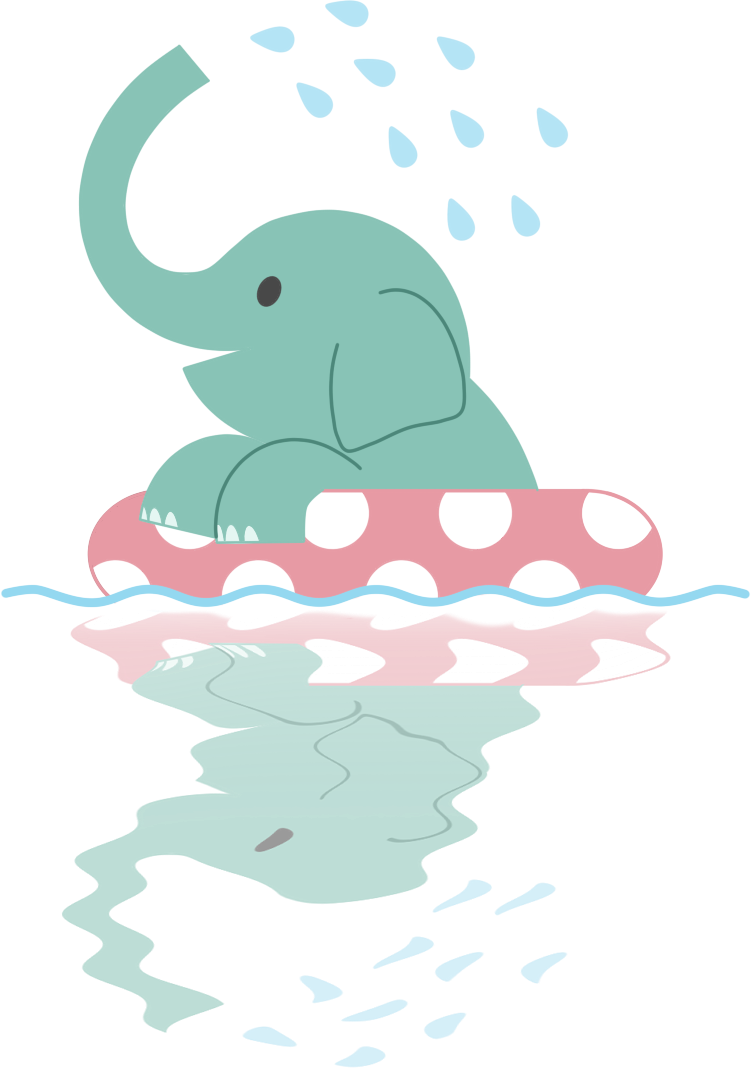 » プール・海水浴イラスト / 浮き輪で水遊びの象さん | 可愛い無料イラスト素材集