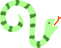 緑色の縞々模様の蛇イラスト