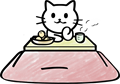 クレヨン塗りのコタツ猫