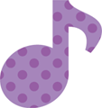 ８分音符・紫色音符マークイラスト、水玉模様