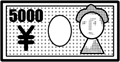 5000円札の白黒イラスト