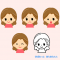女性の顔イラスト（4つの表情） / 母親（お母さん、ママ）奥様（妻、主婦、嫁、婦人）