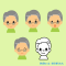 おじいちゃんの顔イラスト（4つの表情） / 祖父（お爺さん）、老人、高齢者