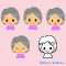 おばあちゃんの顔イラスト（4つの表情） / 祖母（お婆さん）、老婦人
