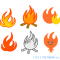 炎のイラスト / 炎マーク、燃えてるたき火、火のマスコット
