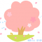 開花！ほんわかかわいい桜の木のイラスト / 透過