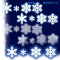 聖夜、ホワイトクリスマスの演出素材 / 黒い背景に映える雪の結晶