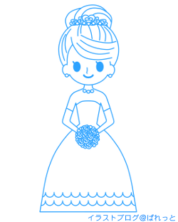 ブライダルイラスト/純白ウエディングドレスを着た花嫁