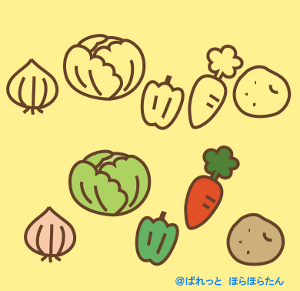 野菜イラスト じゃがいも 人参 キャベツ 玉ねぎ ピーマン 可愛い無料イラスト素材集