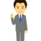 会社員（サラリーマン・ビジネスマン）イラスト / 人差し指を立てたポーズ（1番、重要、ポイント、注意）