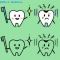 歯のイラスト（歯磨き啓蒙） / 歯ブラシを持った健康な歯と虫歯