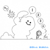 ラジオ体操イラスト / 太陽と入道雲とひまわりの塗り絵