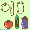 夏野菜イラスト（トマト・きゅうり・なす） / シンプル