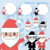 サンタクロースのイラスト / サンタさんの顔と全身、プレゼントの袋でフレーム